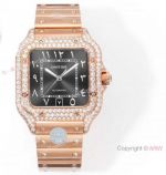 THB Factory Cartier Santos Middle East Extra-Thin 39.8mm Watches Rose Gold Full Diamonds